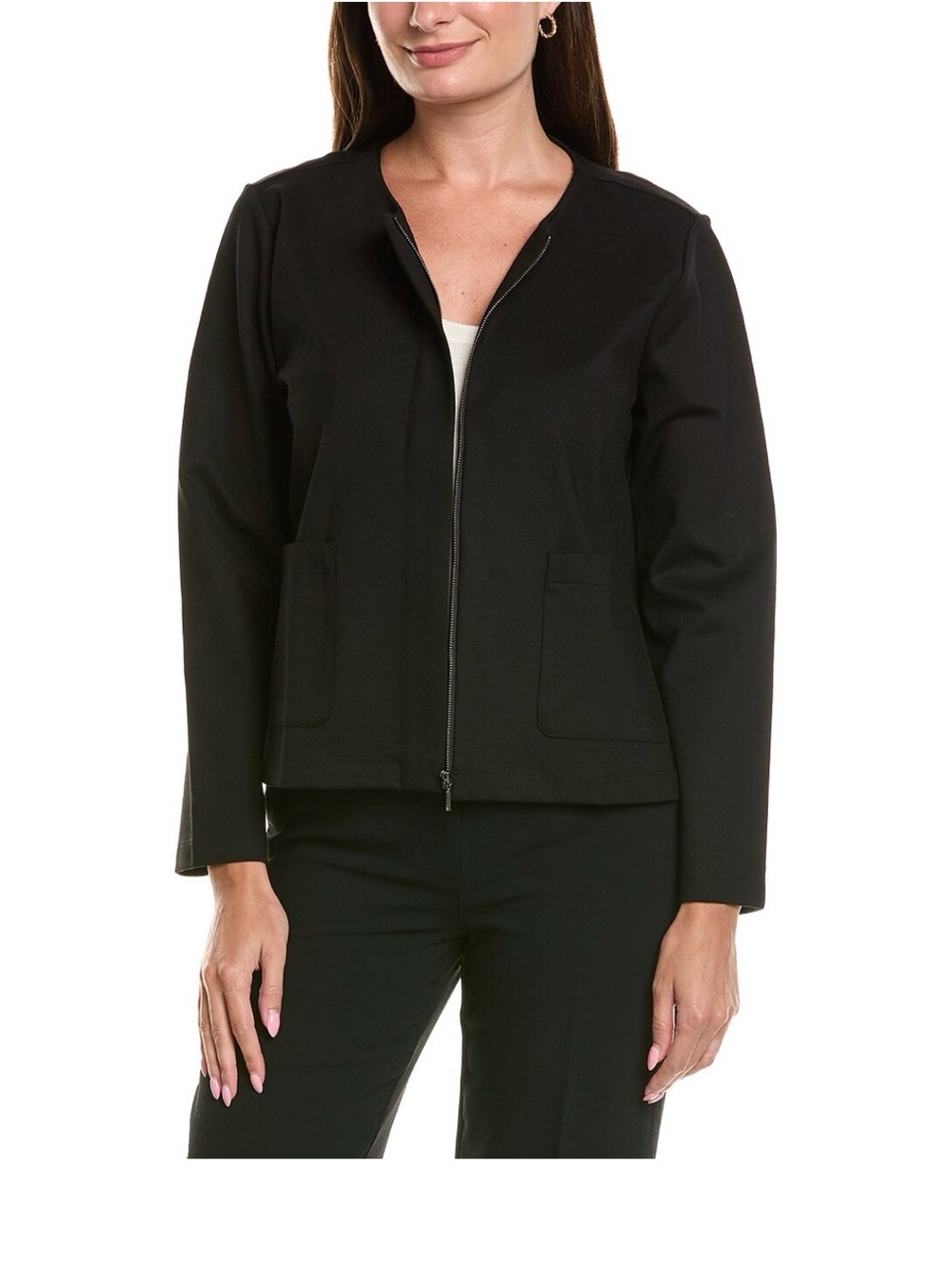 Eileen Fisher Round Neck Zip Front Jacket SML